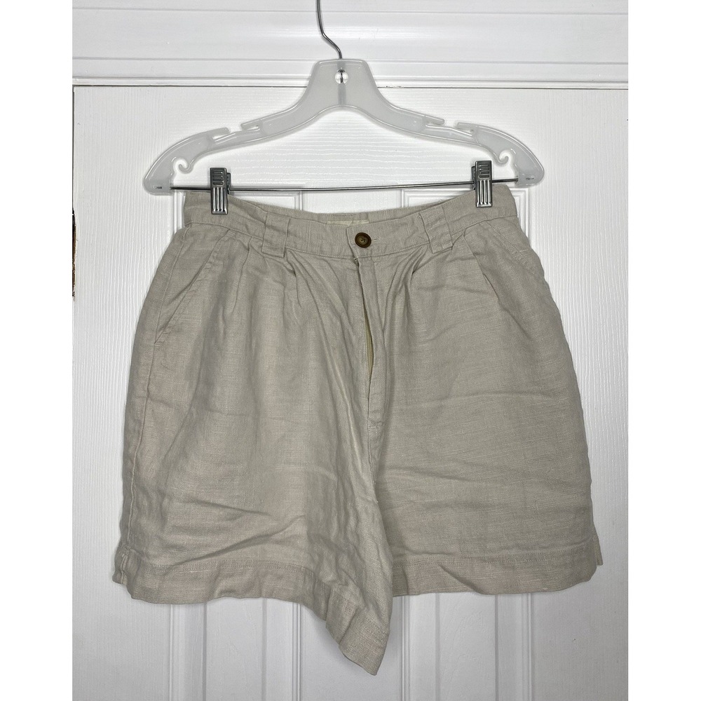 Vintage Gap Women's 100% Linen High Rise Shorts Beige 10- Read - Picture 1 of 6